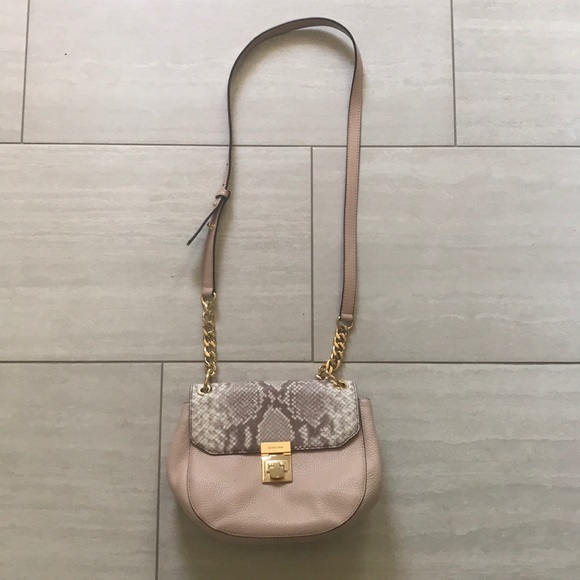 Michael Kors Handbags - Michael Kors Pink/Snake Print Crossbody Bag